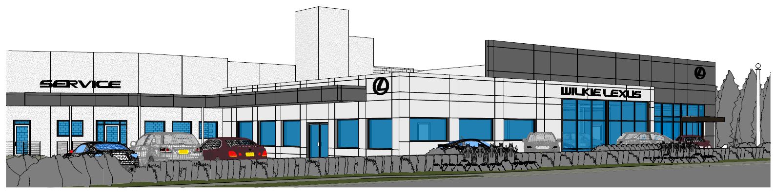 isometric view of building rendered in revit